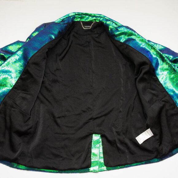 Nadine Merabi Karla Blazer + Shorts Set Sequin Iridescent Green Size XXL 14 - Picture 11 of 13